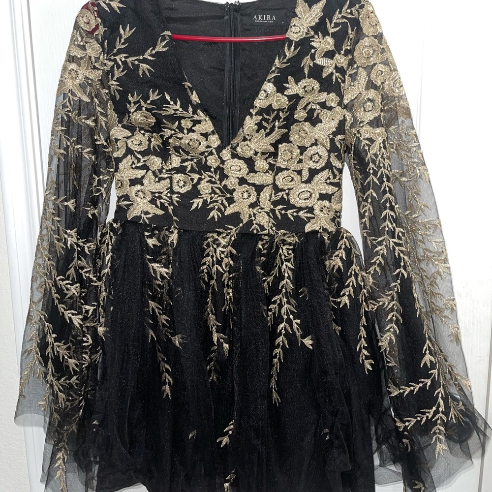 Black with Gold detailing vintage dress